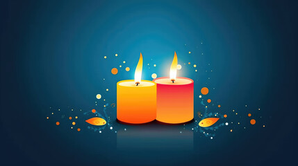 Wall Mural - Diya clay lamps are lit during the Indian Diwali celebration. Greeting card design. Indian Hindu festival of light Diwali. burning candles background. generative ai