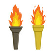 Two vector illustration of torch, icon design, isolated on white background, torch fire, flame, competition equipment