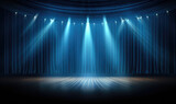 Fototapeta  - Magic theater stage red curtains Show Spotlight