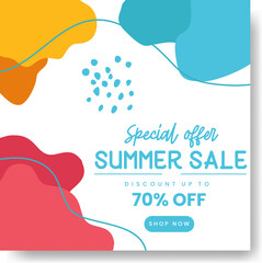 Wall Mural - Summer Sale minimalist square banner template. Suitable for social media posts, flyer,backgroud and web internet ads.