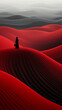 Generative AI 3d illustration of a woman in the middle of red sand dunes