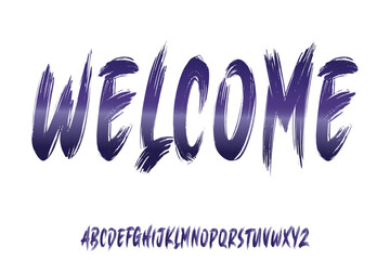 Fototapete - Welcome calligraphy lettering Ector the brush and elegant font, geometric shape font vector typeface alphabet typeset.
