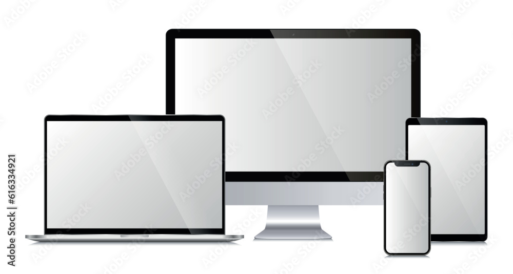 Mumbai, 24 June - Realistic set of apple device iPhone, iMac, iPad ...