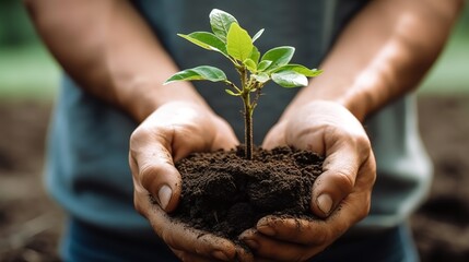 Plant in hand with a white background