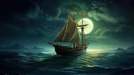 Wall Mural - ship in the ocean