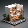 3D design model of a minimalist residential house.