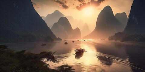 Wall Mural - a breathtaking view of a River in China