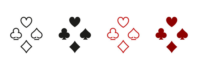 playing card, gambling spade. casino game pictogram. poker play suit symbol collection. card suit li