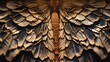 A closeup of the intricate pattern on a moth's wing