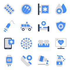 Sticker - Pack of Medical and Healthcare Flat Icons

