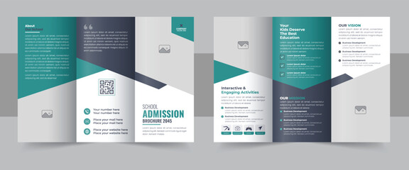 Wall Mural - Kids school admission trifold brochure template, school trifold brochure design, back to school admission trifold brochure design template or Corporate trifold brochure