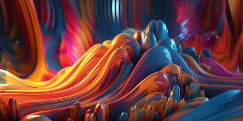 Poster - abstract colorful background with smooth lines and waves. Fluid art. generative ai