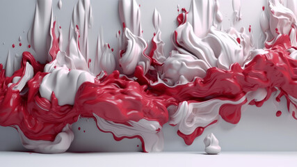 Poster - red and white paint splashing on white background generative ai