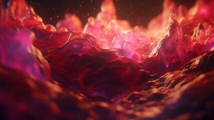 Poster - red illustration of abstract fractal composition, digital art works. generative ai