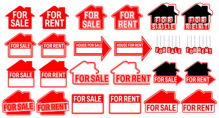 Set collections sign home for sale icon. Home For rent template vector illustration