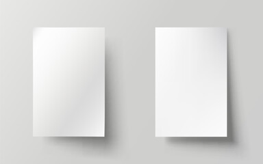 two white sheets of paper on a gray background. vector illustration