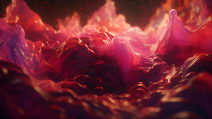 Poster - Abstract 3d rendering of wavy liquid background. Creative design template. generative ai