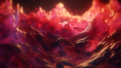 Poster - Abstract 3d rendering of wavy liquid background. Creative design template. generative ai