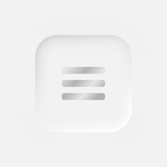 Poster - square menu button on a white background. user interface elements in the style of neumorphism, ux, u