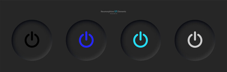 Poster - user interface elements for mobile devices in the style of neumorphism, ui, ux. a set of four depres