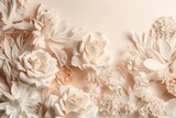 Fototapeta Boho - minimalist background of flowers in beige tones. generative ai.