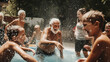 © Robert Kneschke - Seniors and children having fun in a pool (Generative AI)