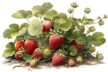 strawberry drawing isolated on white background. Generated by AI.