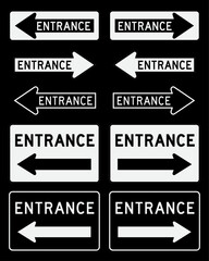 Entrance Left And Right Signs. Traffic Signs. Vector Illustration.