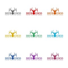 Canvas Print - Deer logo designs template icon isolated on white background. Set icons colorful