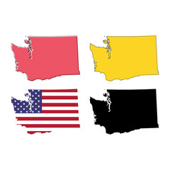 Set of Washington map shape, united states of america. Flat concept symbol vector illustration