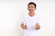 © pakWw - Sad asian funny man crying against white background with copyspace