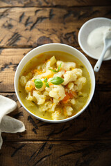 Healthy vegetable soup with cauliflower