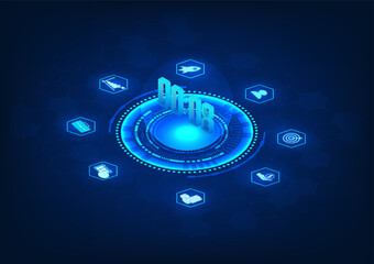 Poster - time technology with technology circle with icons it conveys the time of smart technology that has d