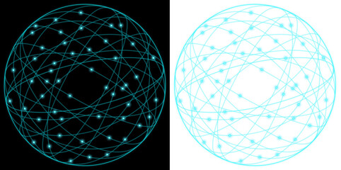 Aufkleber - round circle earth network technology blue dot glow planet transparent background
