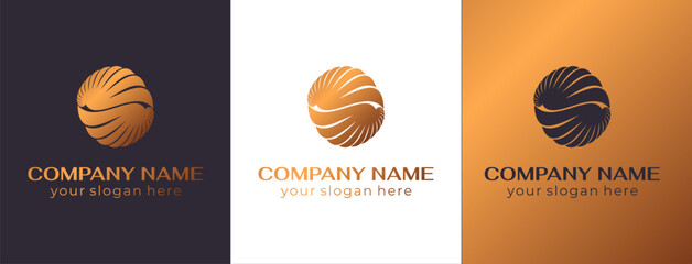 Sticker - Shell logo. Modern seashell, naulilus. Elegant linear logo. Template to create a unique luxury design, logo. Vector