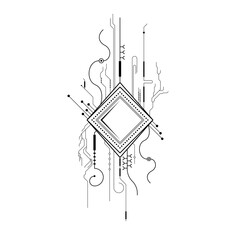 Poster - Abstract Black Simple Line Cpu, Computer, Technology Doodle Outline Element Vector Design Style Sketch Isolated On White Background Illustration