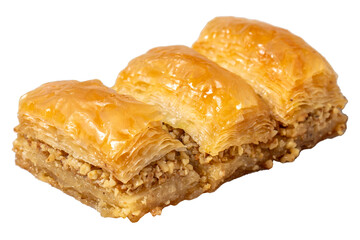 Wall Mural - Walnut baklava isolated on white background. Turkish cuisine delicacies. Turkish baklava. close up