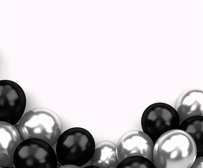 Black Friday Black and white balloons on a white background with space for text