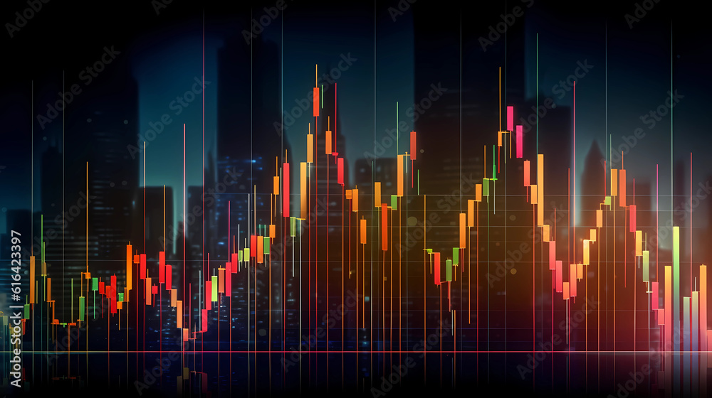 Stock Market Graph. Financial chart with up down line graph in stock ...