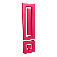 Poster - Pink exclamation mark symbol or icon design with border in 3d rendering 