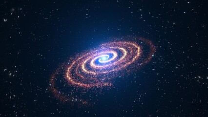 Wall Mural - abstract exploration throught beautiful glow orange spiral galaxy in the universe sci fi galaxy cine
