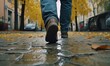 photo wallpaper of someone's feet walking on the sidewalk