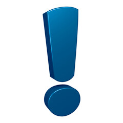 Canvas Print - Blue exclamation mark symbol or icon design in 3d rendering