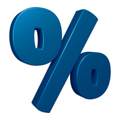 Poster - Blue percent symbol or icon design in 3d rendering 