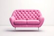 © Azar - Modern fashionable stylish pink sofa with carriage stitch, buttons, with legs on isolated white background. Furniture, interior object, stylish sofa. Romantic female sofa,Generative AI