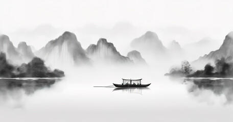 Chinese landscape ink painting