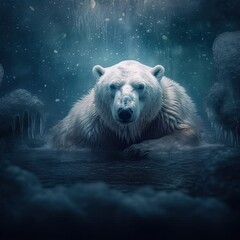 Wall Mural - white bear in ice island