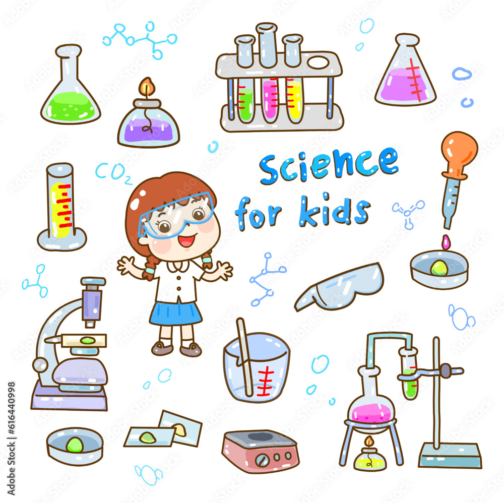 Cartoon kids learning science classroom. Stock Vector | Adobe Stock