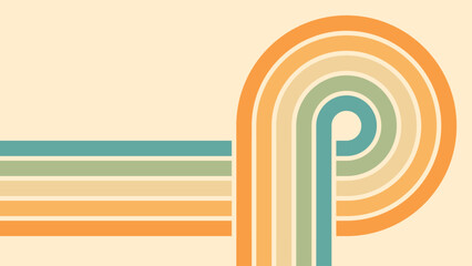 Wall Mural - abstract background of rainbow groovy wavy line design in 1970s hippie retro style. vector pattern r