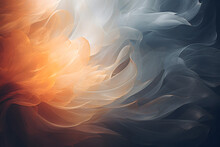 White Blue Orange Black Flower Theme Background, Like Abstract Texture Fabric Petals Flowing In The Air - Generative Ai
